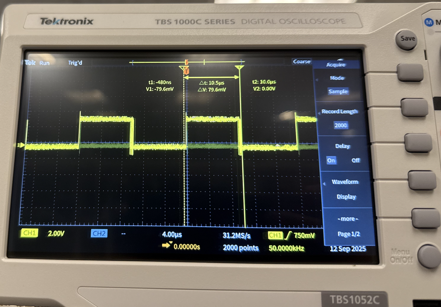 ISR timing on oscilloscope