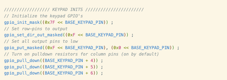 Keypad Initialize
